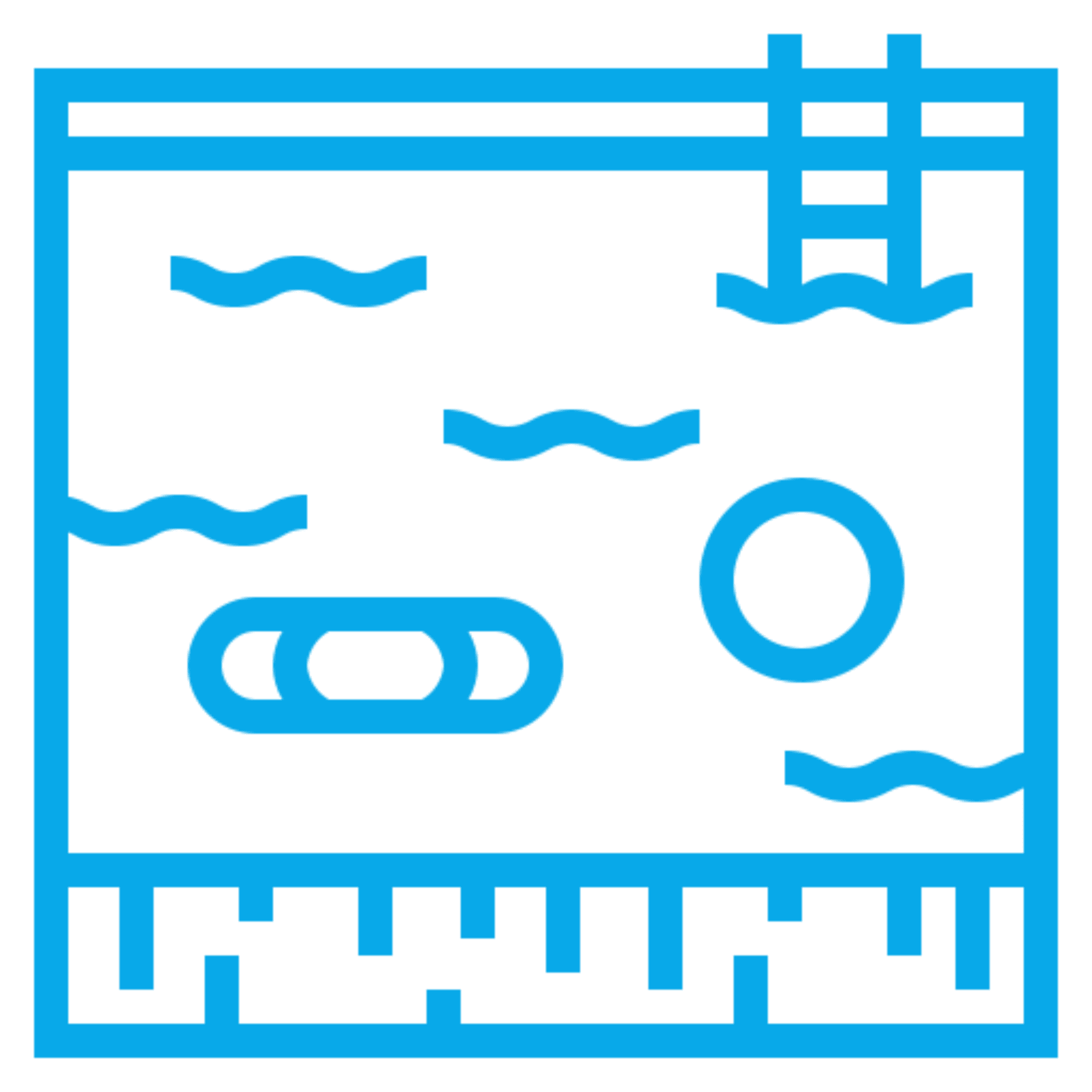 Pool with ladder and floating objects.