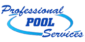 Professional Pool Services logo on black background.